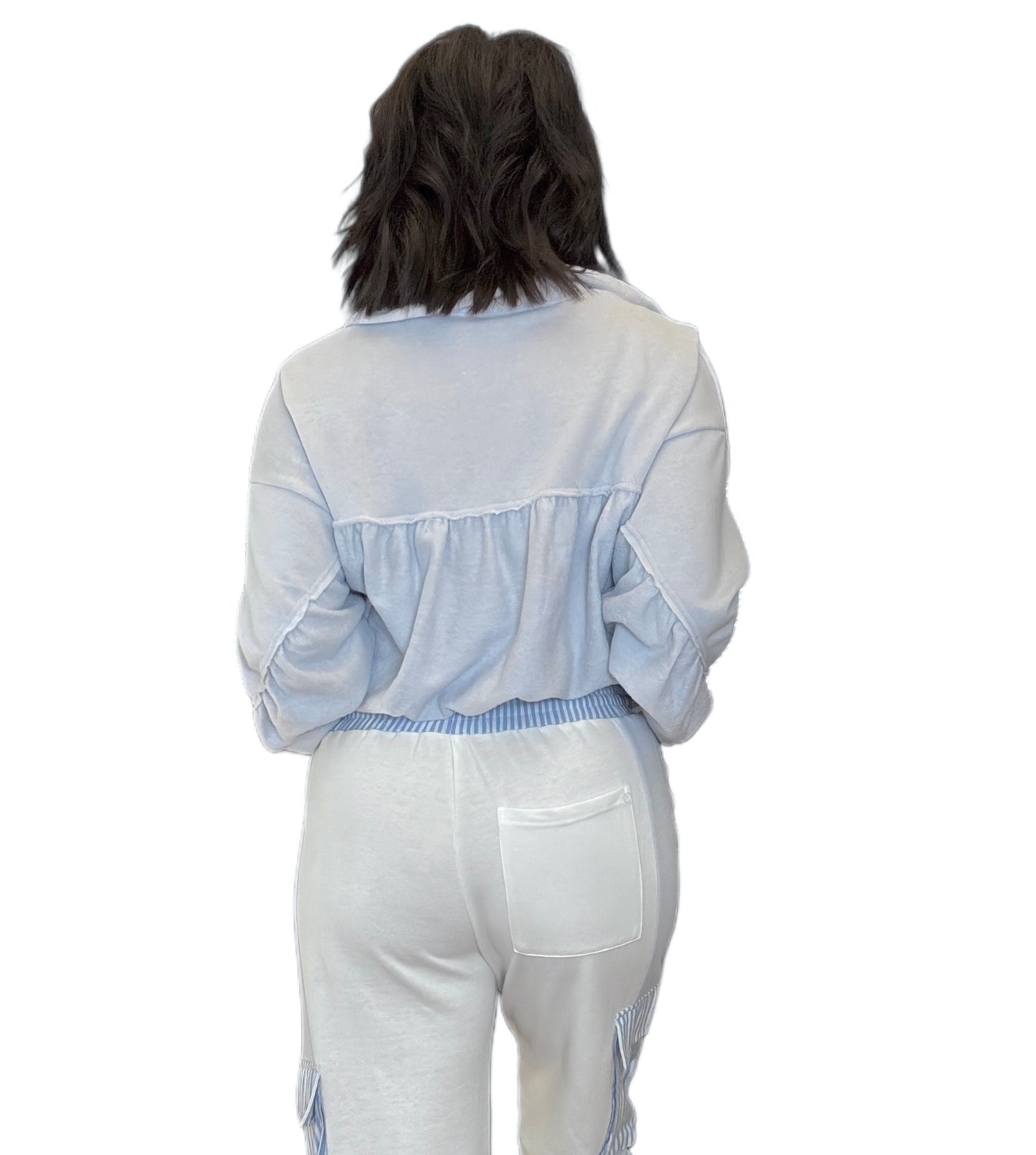 Striped Terry Half Zip