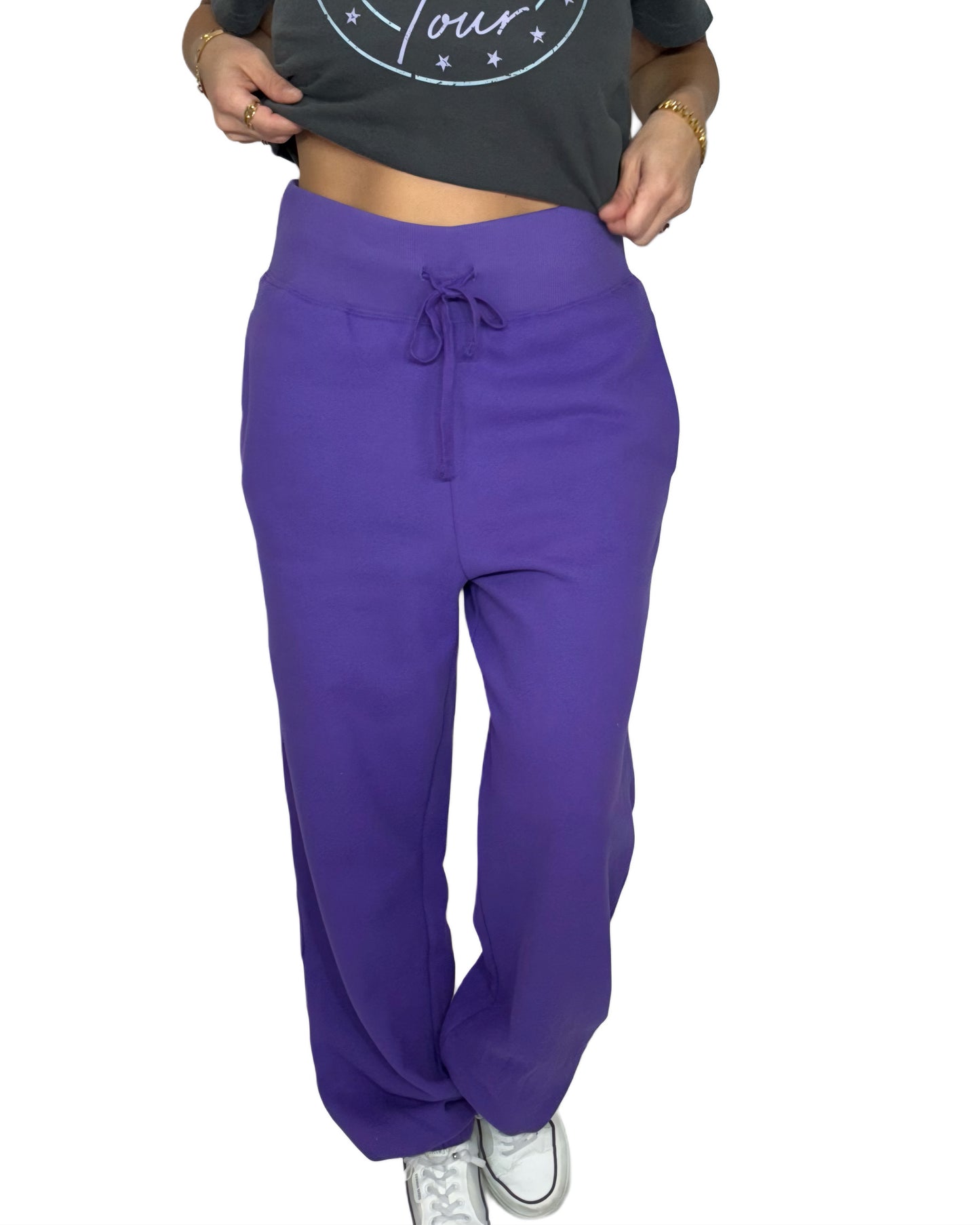 Wide Band Cozy Fleece Purple Joggers