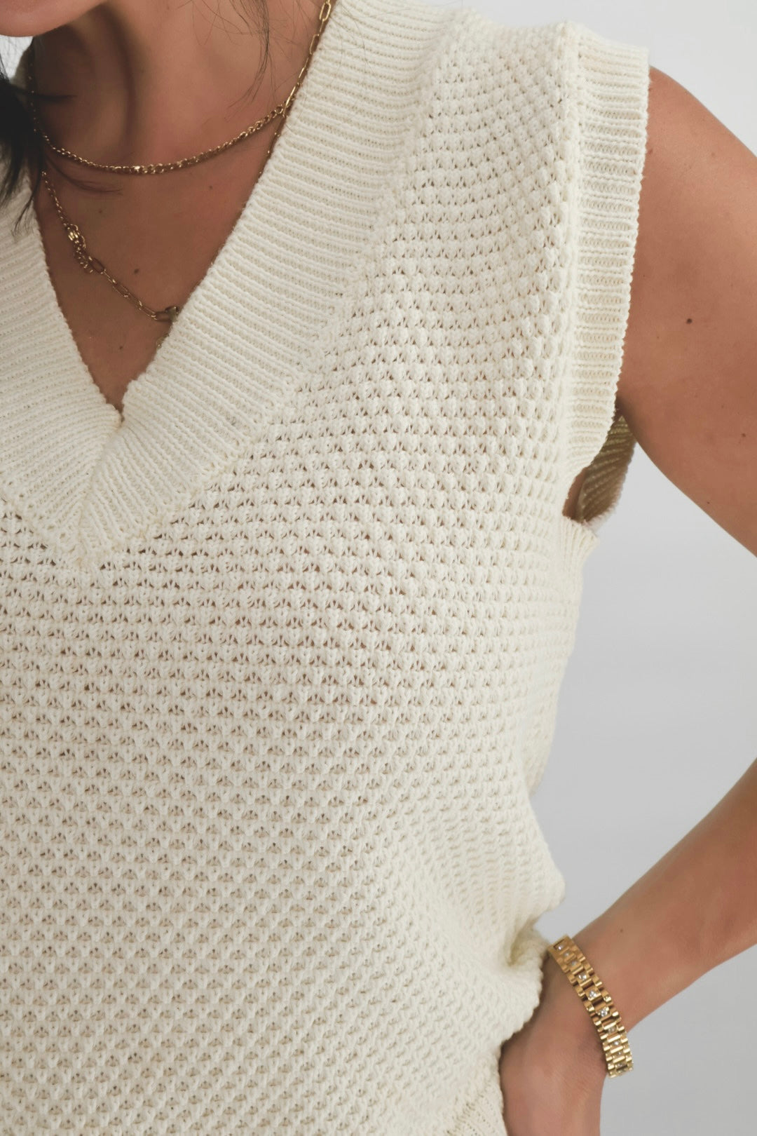 Posh Cream Knit Tank
