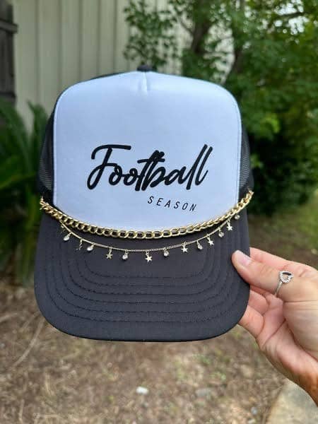 Football Season Black and White Trucker Hat