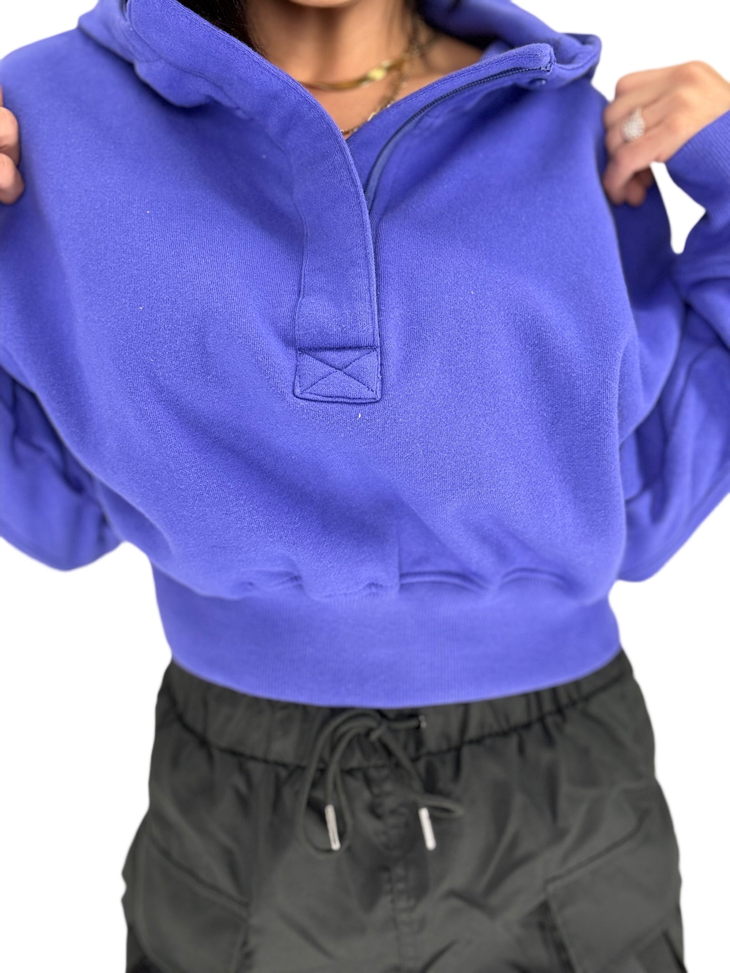 Night Blue Half Zip Pullover Hoodie