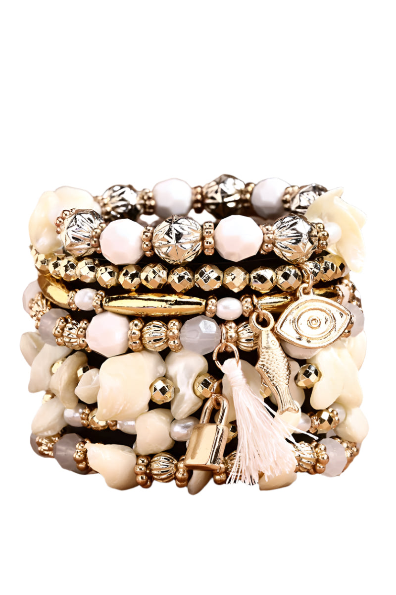 7 Layered Stretch Bracelet with Decorative Accents