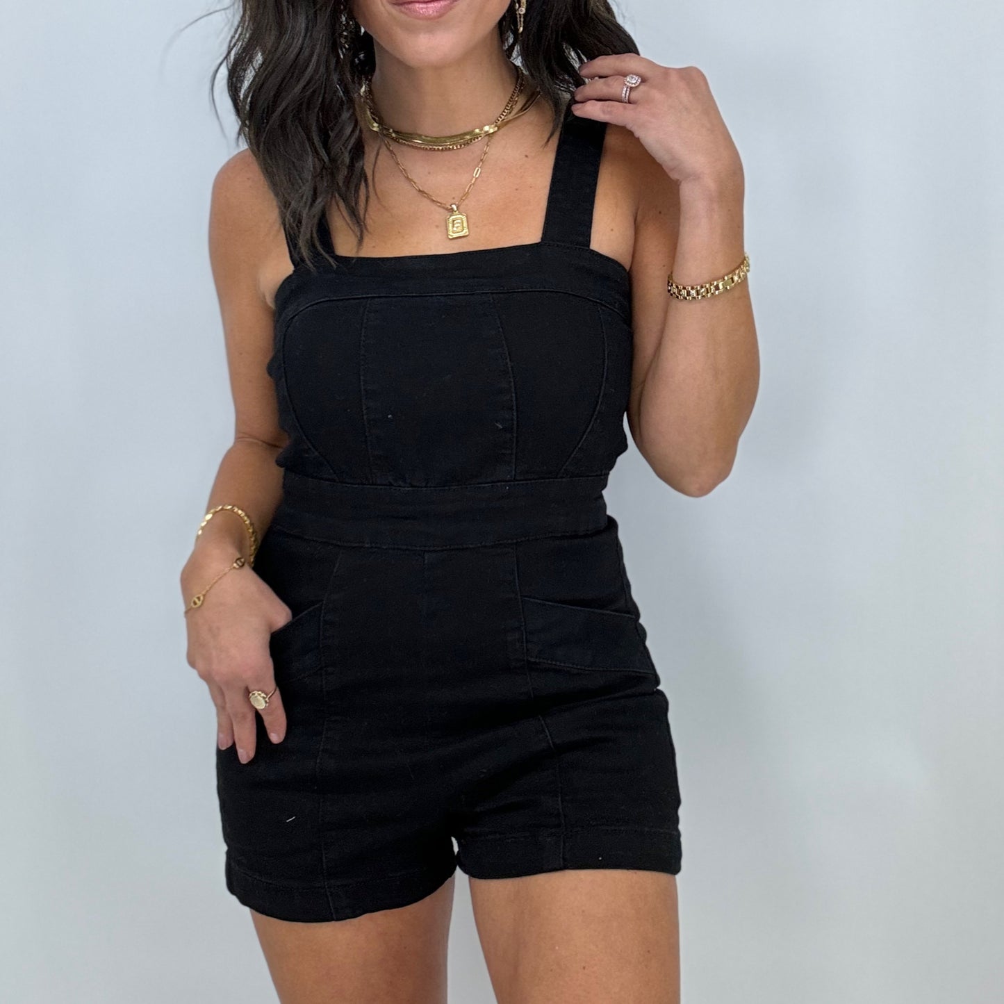 Blackout Denim Romper