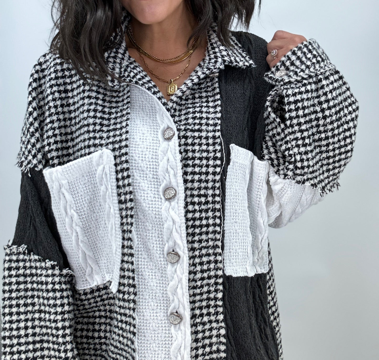 Color-Block Sweater Shacket