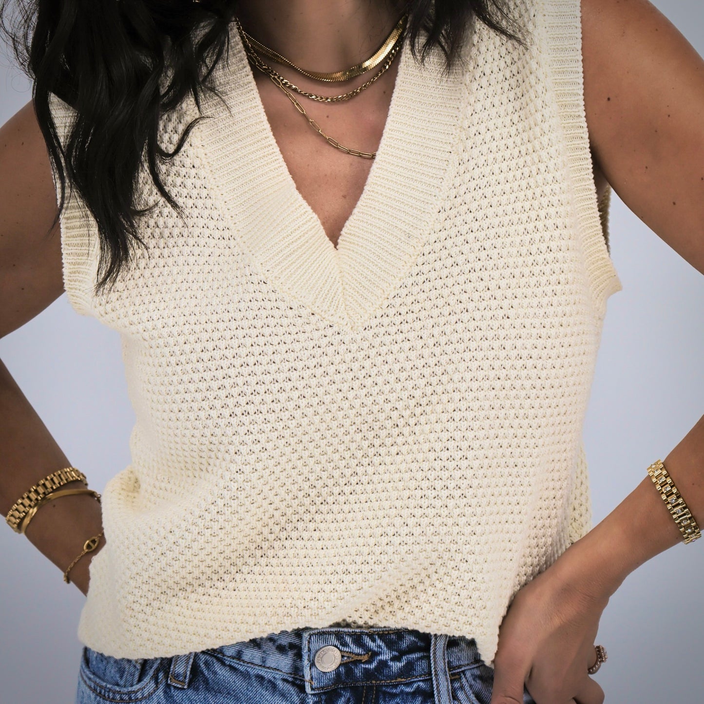 Posh Cream Knit Tank
