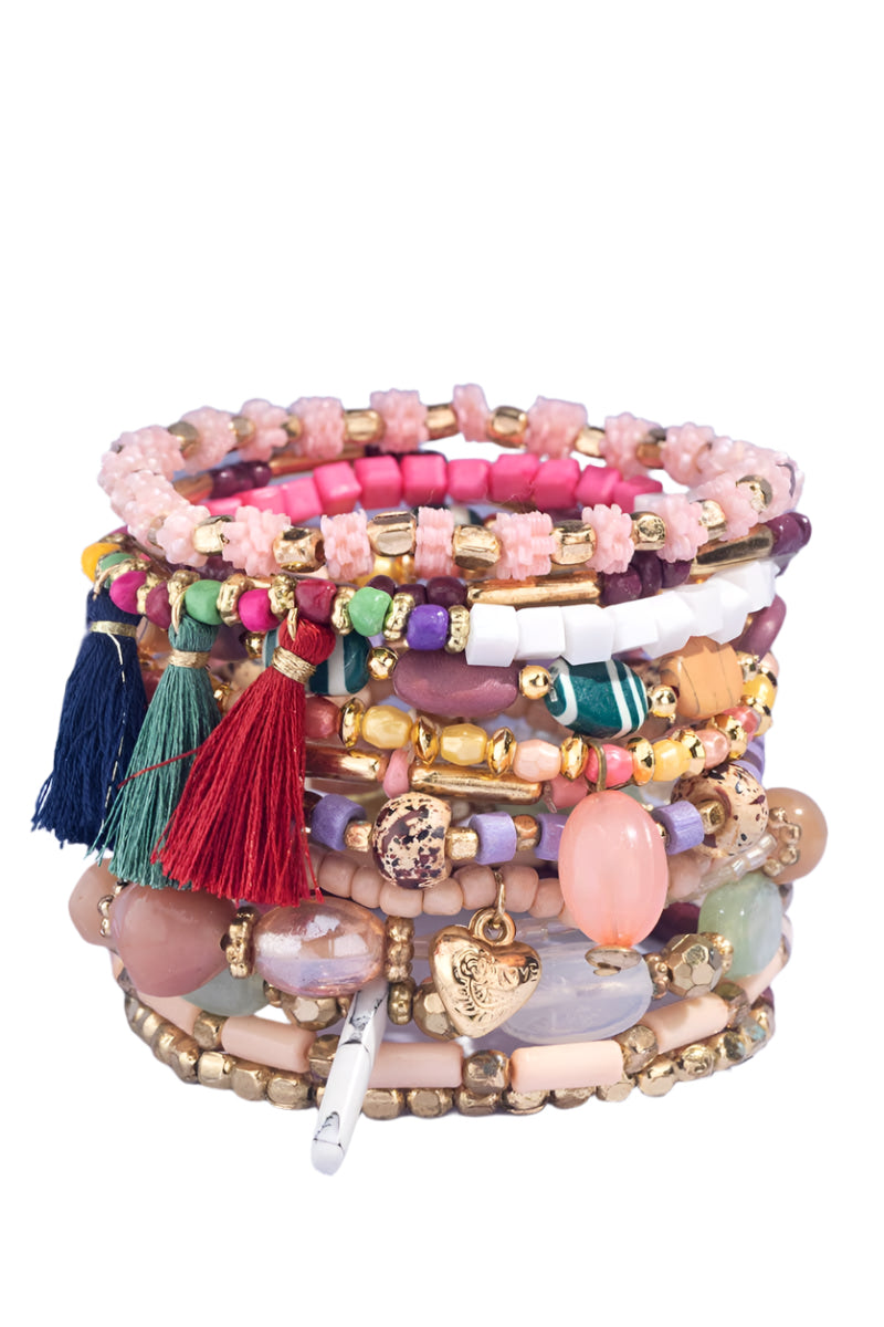 12 Strand Multi Beads Bracelet Set