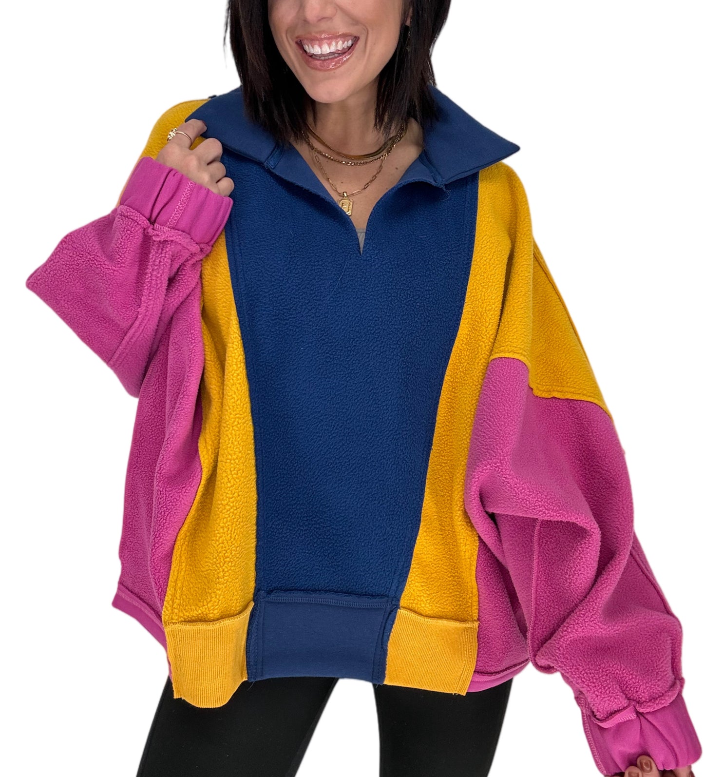 Color Block Fleece Pullover