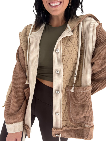 Cuddle Up Jacket in Oat/Chocolate