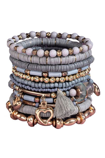 12 Layered Mixed Beaded  Bracelet Set